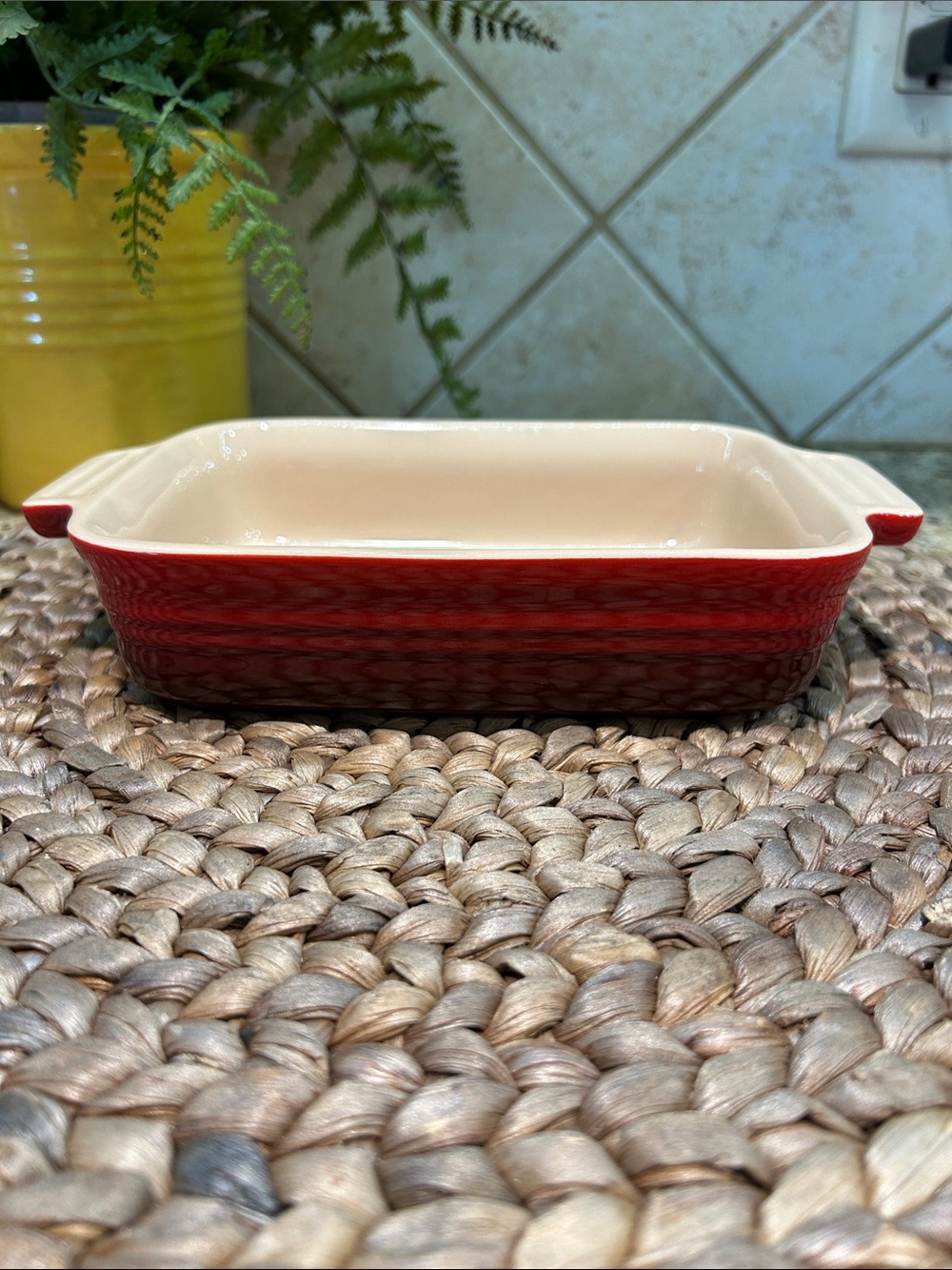 Le Creuset Small 7”X 5” Stoneware Baking Casserole Dish Red Ombré